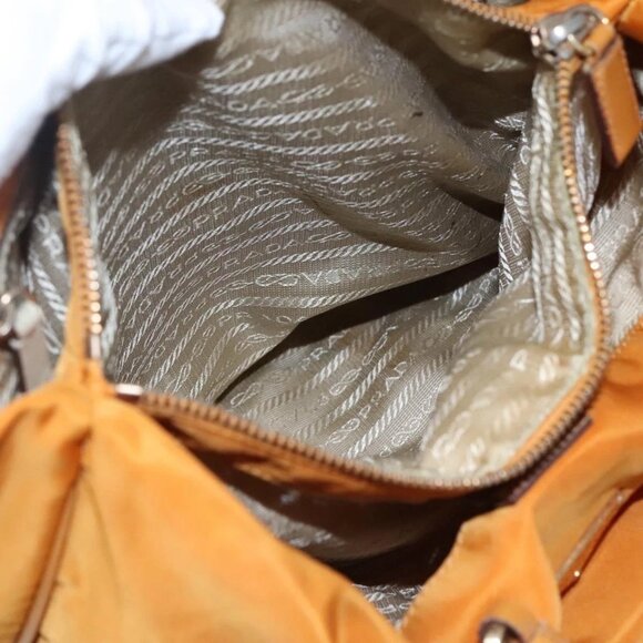 PRADA Shoulder Bag Nylon Orange Gold Auth EC663 - Picture 11 of 16